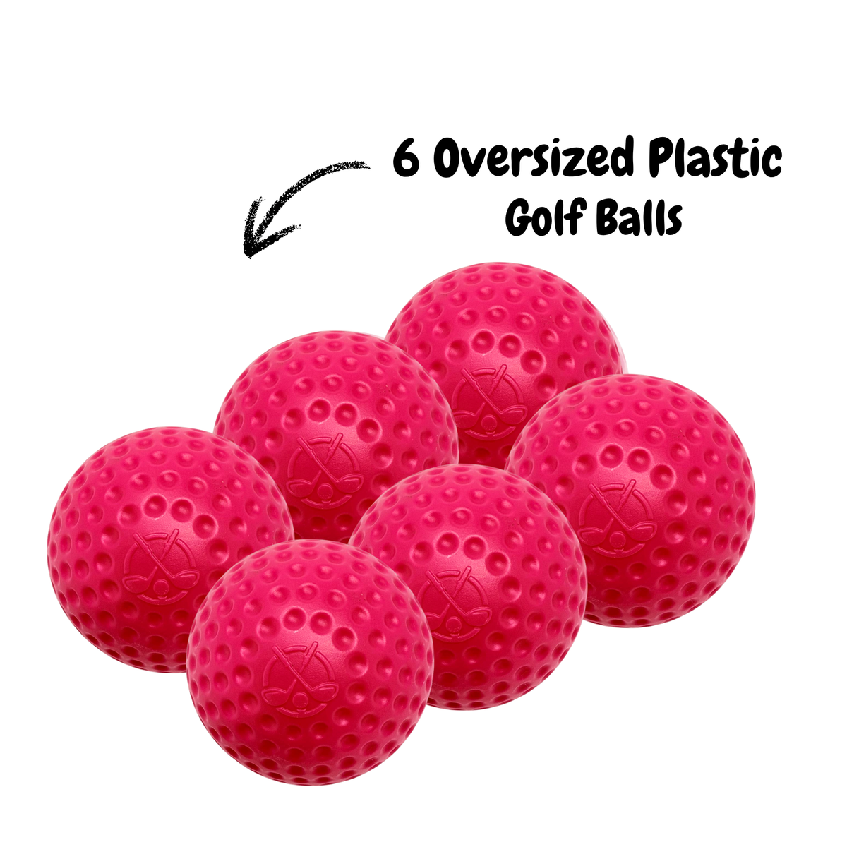 Oversized Plastic Golf Balls - 6 Pack - Choose a Color
