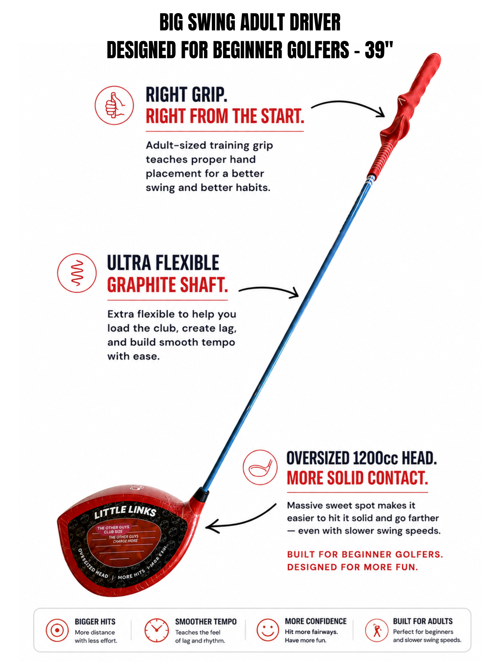 Big Swing Adult Golf Driver (Choose Color)