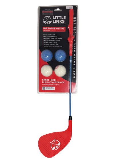 Little Links Big Swing Wedge with front packaging and four oversized training balls
