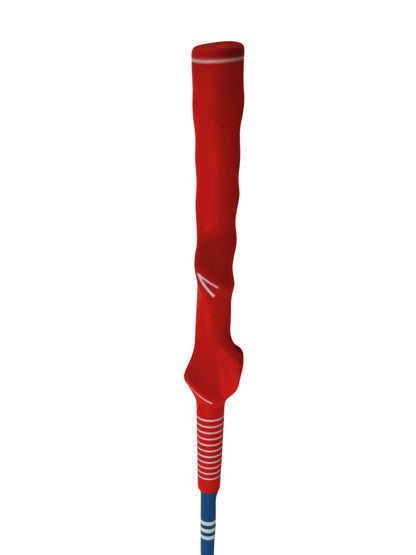 Red training grip on the Little Links Big Swing Wedge designed to teach proper hand placement.