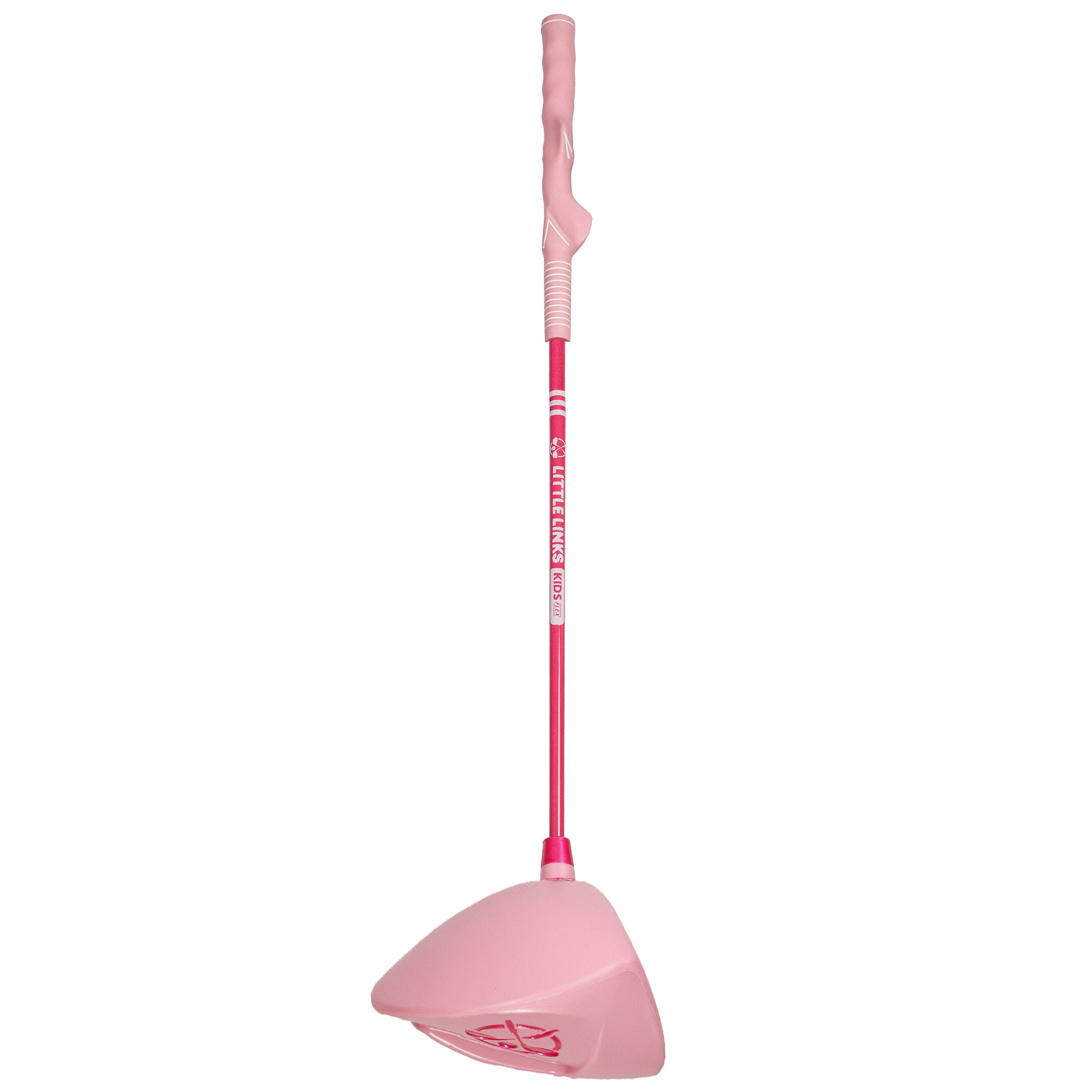 Full view of Little Links Big Swing Driver in pink showing complete club length and lightweight design for kids.